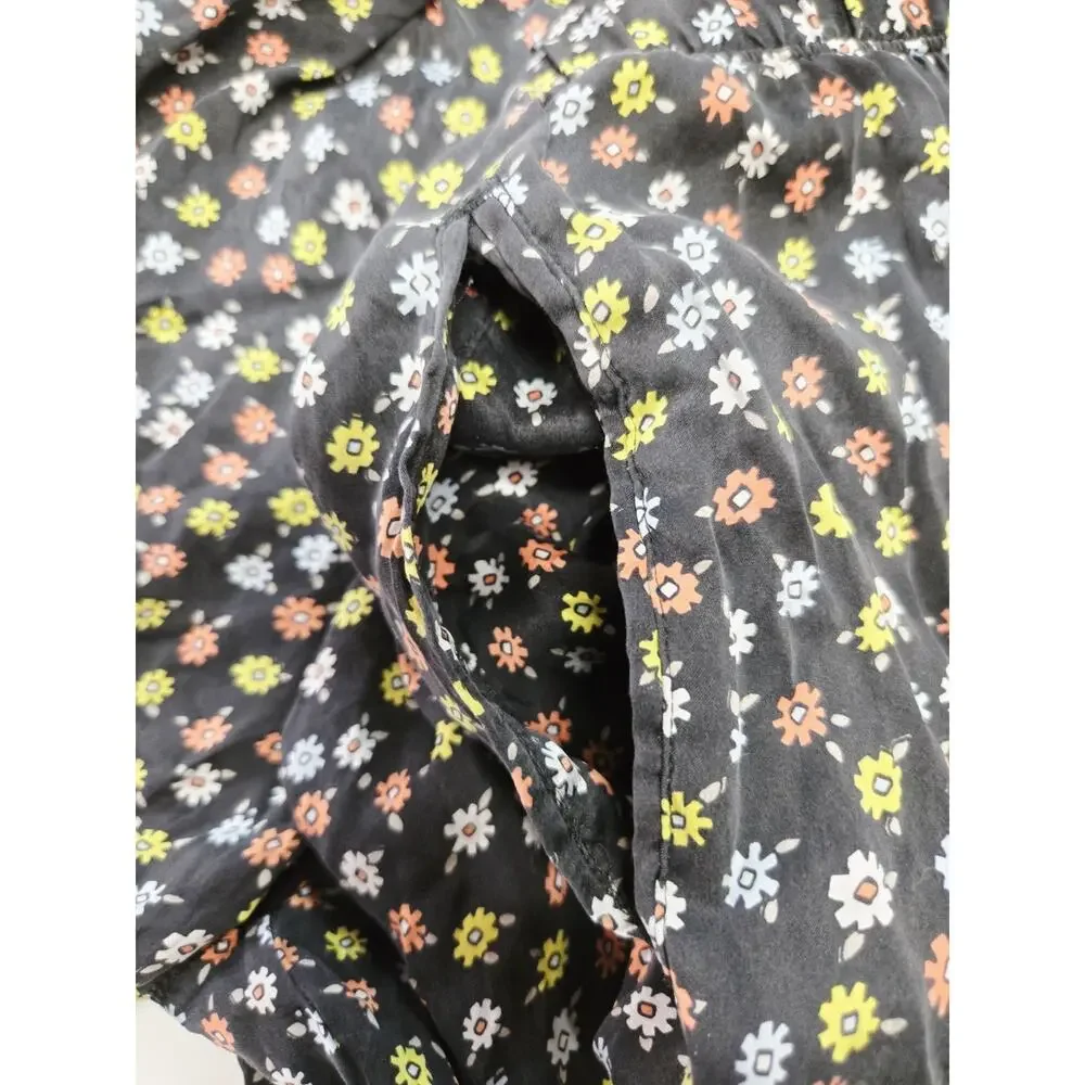ATM 100%‎ Silk Pants High Rise Floral Print Flat Front Pockets EUC Med